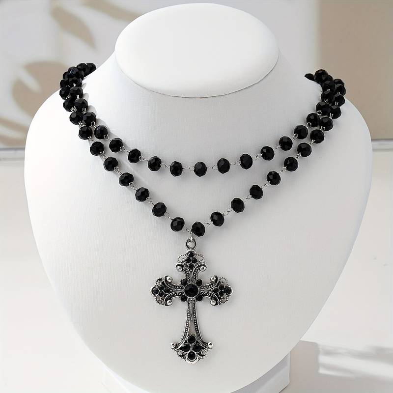 Y2K Grunge Gothic Layered Cros - Layered Pendant Necklace Aesthetic ulasan dan harga