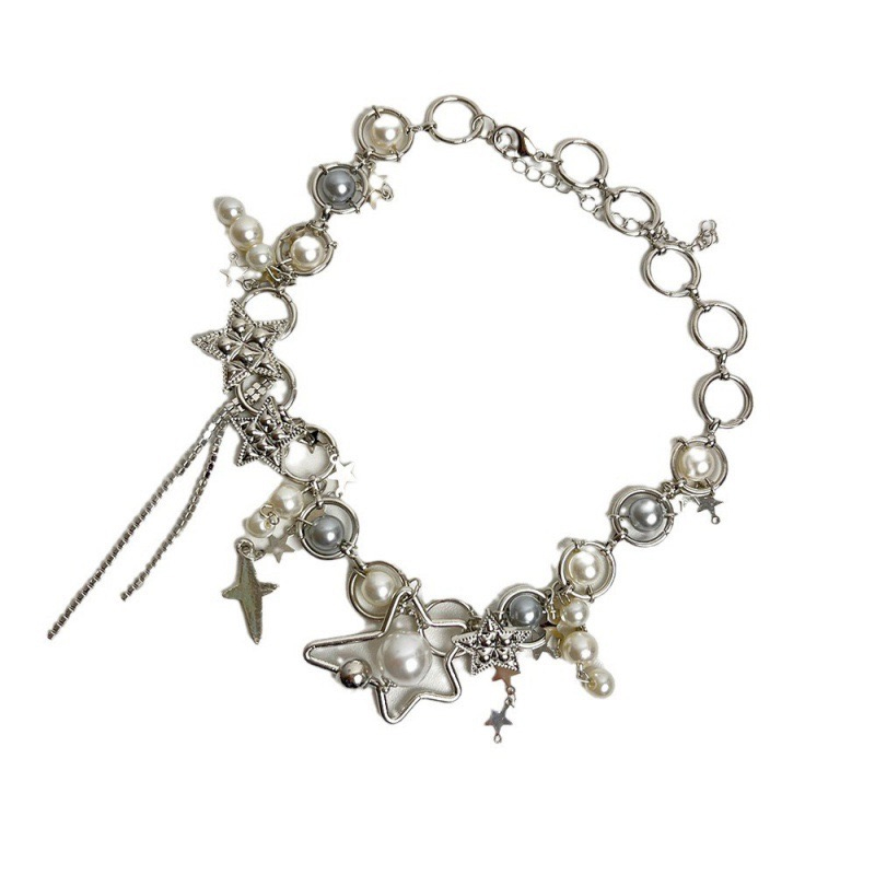 Y2K Jewelry Pearl Splicing Sta - Pearl Choker Necklace Vintage ulasan dan harga