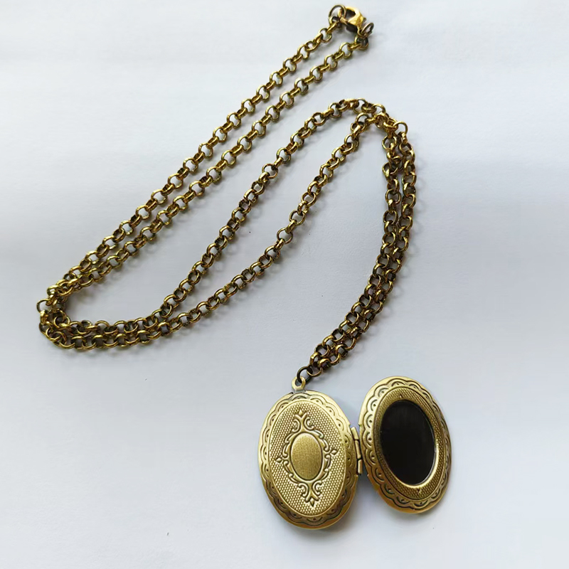 1pc Antique Bronze Heart Round - Heart Locket Necklace Photo ulasan dan harga