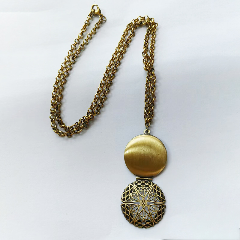1pc Antique Bronze Heart Round - Heart Locket Necklace Photo ulasan dan harga